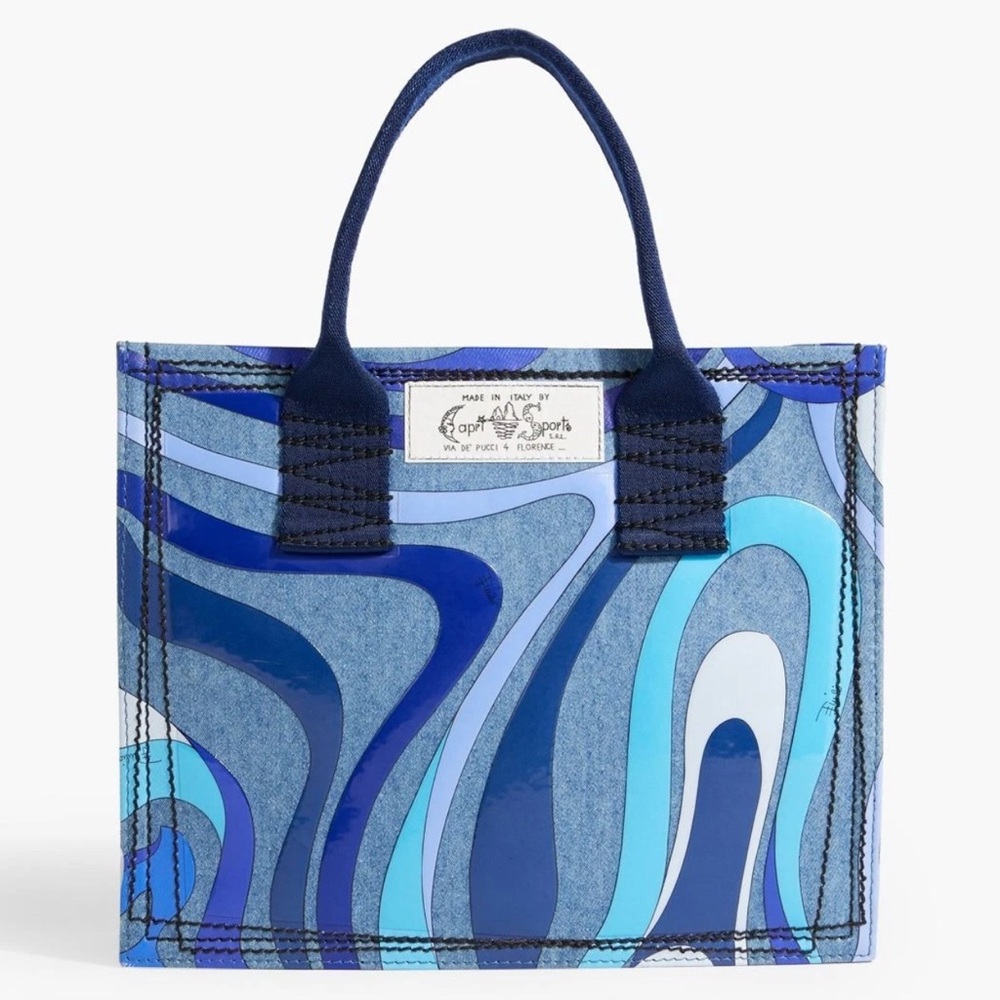 Emilio Pucci Marmo Denim Tote Bag  Small NWT